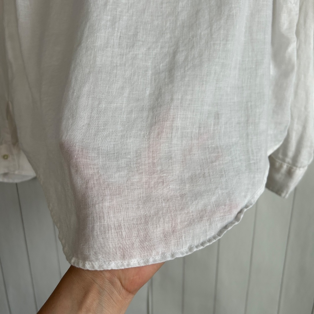 Lilly Pulitzer women size M Sea View linen button down shirt white long sleeve - Picture 10 of 14